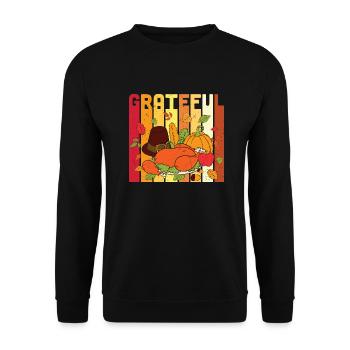 Thanksgiving Grateful Pumpkin Turkey - Unisex Sweatshirt - black - Front - Alina (178cm) & Michal (187cm)