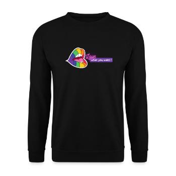 LGBT Lèvres colorées Aimez ce que vous voulez Idée cadeau - Sweat-shirt Unisexe - noir - Devant - Alina (178cm) & Michal (187cm)