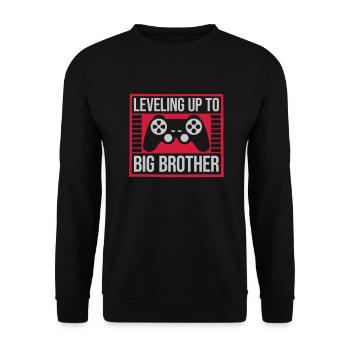 Leveling up big brother - Unisex Pullover - Schwarz - Vorne - Alina (178cm) & Michal (187cm)