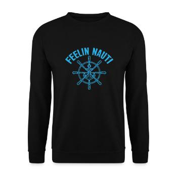 Feelin Nauti Blue Steering Cool Lake Boat Été - Sweat-shirt Unisexe - noir - Devant - Alina (178cm) & Michal (187cm)