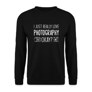 Photographe J’aime vraiment la photographie - Sweat-shirt Unisexe - noir - Devant - Alina (178cm) & Michal (187cm)