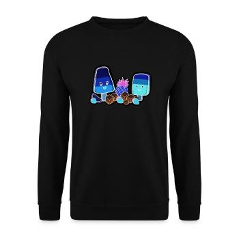 Kawaii-Eis am Stiel in Neon - Unisex Pullover - Schwarz - Vorne - Alina (178cm) & Michal (187cm)