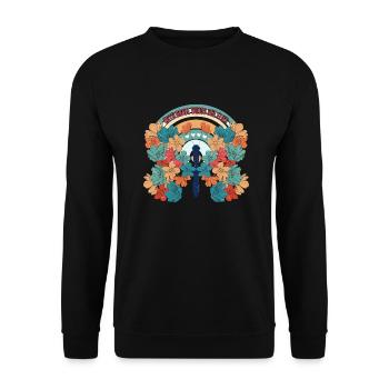 Schmetterling Blume blumig Sprüche Spruch Blumen - Unisex Pullover - Schwarz - Vorne - Alina (178cm) & Michal (187cm)