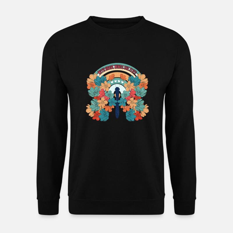 Schmetterling Blume blumig Sprüche Spruch Blumen - Unisex Pullover - Schwarz