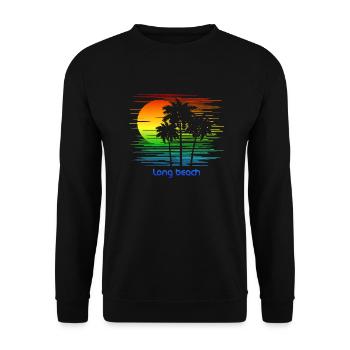 Long Beach California LGBTQ Rainbow Flag Pride - Unisex Sweatshirt - black - Front - Alina (178cm) & Michal (187cm)