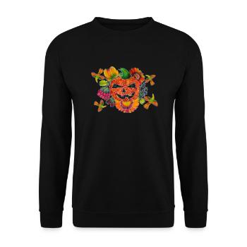 Kürbis zu Halloween. Gruseliger Kürbis. Volkskunst - Unisex Pullover - Schwarz - Vorne - Alina (178cm) & Michal (187cm)