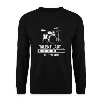Schlagzeug Talent lädt Drummer Schlagzeuger - Unisex Pullover - Schwarz - Vorne - Alina (178cm) & Michal (187cm)