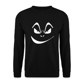 Horrorgesicht Halloween, fieses Grinsen, angst - Unisex Pullover - Schwarz - Vorne - Alina (178cm) & Michal (187cm)