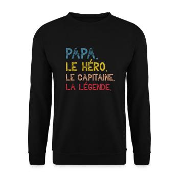 Papa le capitaine la légender cadeau rétro - Sweat-shirt Unisexe - noir - Devant - Alina (178cm) & Michal (187cm)