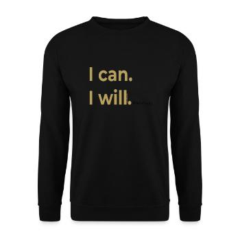 I can. I will. End of story. Spruch - Unisex Pullover - Schwarz - Vorne - Alina (178cm) & Michal (187cm)