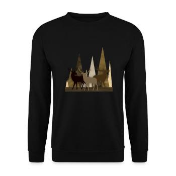Cerf - Sweat-shirt Unisexe - noir - Devant - Alina (178cm) & Michal (187cm)
