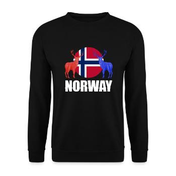Norway Norwegian Norway Flag Stags Silhouettes - Unisex Sweatshirt - black - Front - Alina (178cm) & Michal (187cm)