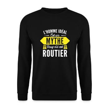 l homme idéal est routier / cadeau humour routier - Sweat-shirt Unisexe - noir - Devant - Alina (178cm) & Michal (187cm)