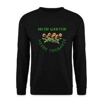 Ich brauche keine Therapie, ich habe meinen Garten - Unisex Pullover - Schwarz - Vorne - Alina (178cm) & Michal (187cm)