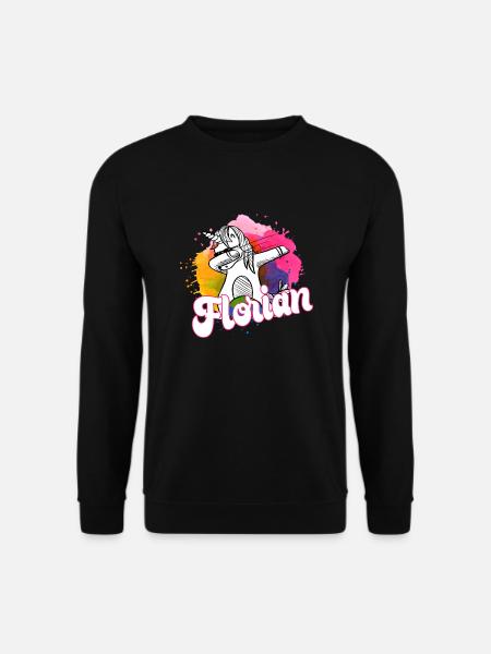 FLORIAN - Beau nom de garçon avec une licorne cool - Sweat-shirt Unisexe - noir