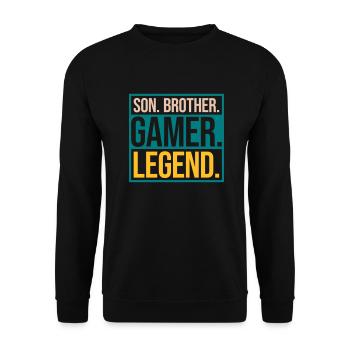 son brother gamer legend - Unisex Pullover - Schwarz - Vorne - Alina (178cm) & Michal (187cm)
