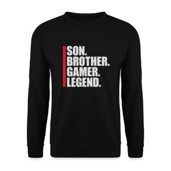 son brother gamer legend - Unisex Pullover - Schwarz - Vorne - Alina (178cm) & Michal (187cm)