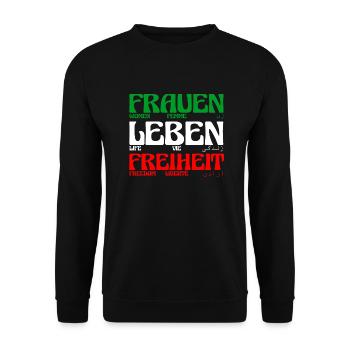Frauen Leben Freiheit - Women Life Freedom - Unisex Sweatshirt - black - Front - Alina (178cm) & Michal (187cm)