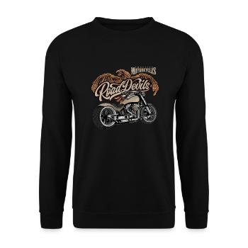 American Motorcycle Vintage Design - Unisex Pullover - Schwarz - Vorne - Alina (178cm) & Michal (187cm)