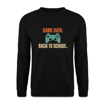 Game Over Back To School Funny Gaming Gamer Quote - Unisex Sweatshirt - black - Front - Alina (178cm) & Michal (187cm)