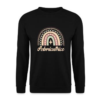 Cadeau Arboricultrice. Boho Rainbow arboricultrice - Sweat-shirt Unisexe - noir - Devant - Alina (178cm) & Michal (187cm)