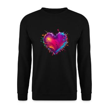 Valentine's Day | Colorful Heart | Colorful Heart - Unisex Sweatshirt - black - Front - Alina (178cm) & Michal (187cm)