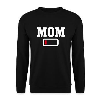 Mom Battery Low Shirt Funny Tired Parenting Mother - Unisex Sweatshirt - black - Front - Alina (178cm) & Michal (187cm)