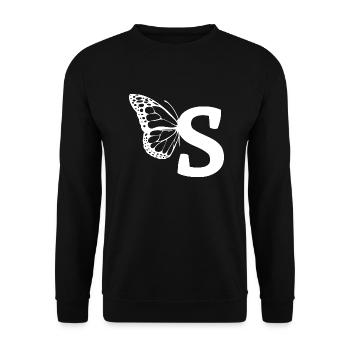 lettre s papillon - Sweat-shirt Unisexe - noir - Devant - Alina (178cm) & Michal (187cm)