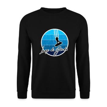 Kitesurfer, Kiten, Kitesurfing am Gardasee/Italien - Unisex Pullover - Schwarz - Vorne - Alina (178cm) & Michal (187cm)