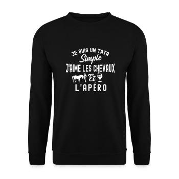 j aime les chevaux et apéro / tata cavalière - Sweat-shirt Unisexe - noir - Devant - Alina (178cm) & Michal (187cm)