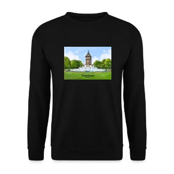 Wasserturm Mannheim Aquarell - Unisex Pullover - Schwarz - Vorne - Alina (178cm) & Michal (187cm)