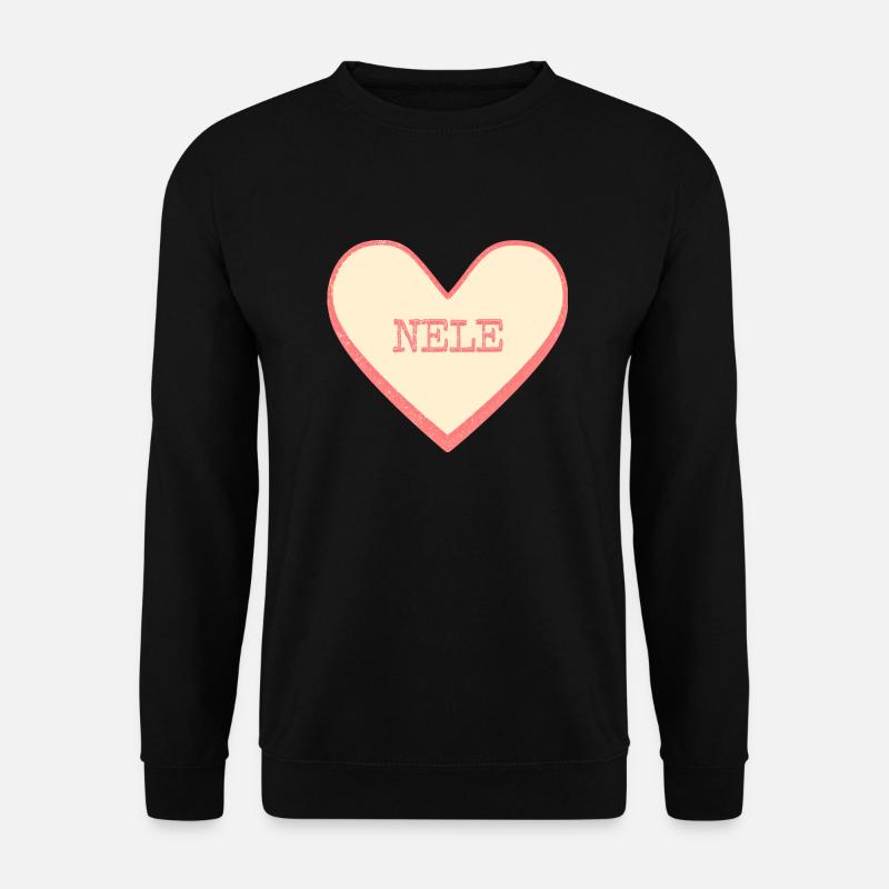 Nele Name First Name Pink Sugar Heart - Unisex Sweatshirt - black