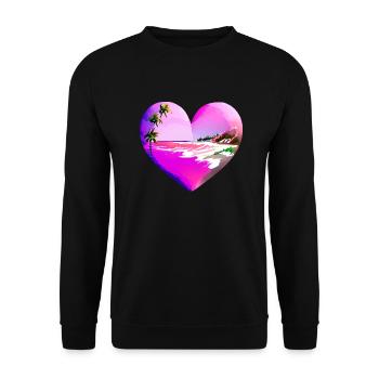 Sommerurlaub Strand Sonne Palme Insel Palmen - Unisex Pullover - Schwarz - Vorne - Alina (178cm) & Michal (187cm)
