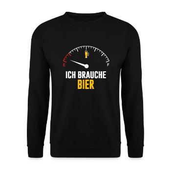 ich brauche bier tacho - Unisex Pullover - Schwarz - Vorne - Alina (178cm) & Michal (187cm)