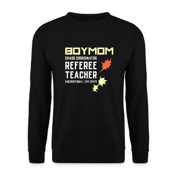 Boy Mom Mom of Sons Mother of Boys Gift - Unisex Sweatshirt - black - Front - Alina (178cm) & Michal (187cm)
