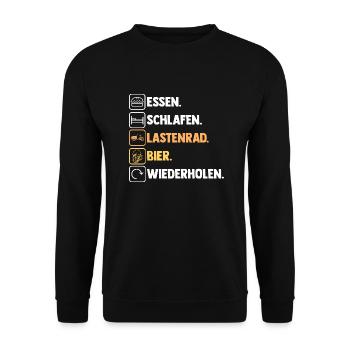 Fahrrad Lastenfahrrad Lastenrad - Unisex Pullover - Schwarz - Vorne - Alina (178cm) & Michal (187cm)