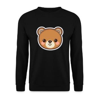 Knuffige Kuschelzeit: süsser Teddybär - Unisex Pullover - Schwarz - Vorne - Alina (178cm) & Michal (187cm)