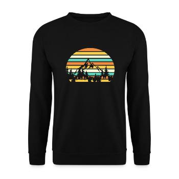 Berg Berge Retro Gletscher Natur - Unisex Pullover - Schwarz - Vorne - Alina (178cm) & Michal (187cm)