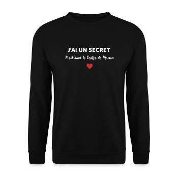 J'ai un secret, il est dans le ventre de maman - Sweat-shirt Unisexe - noir - Devant - Alina (178cm) & Michal (187cm)