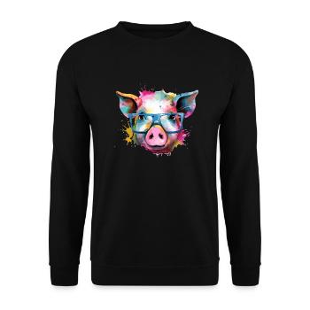 Jim the pig - Unisex Sweatshirt - black - Front - Alina (178cm) & Michal (187cm)