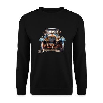 Oldtimer-Enthusiasten bilden eine Gemeinschaft - Unisex Pullover - Schwarz - Vorne - Alina (178cm) & Michal (187cm)