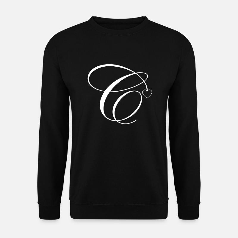 Buchstabe c Kalligraphie Herz - Unisex Pullover - Schwarz