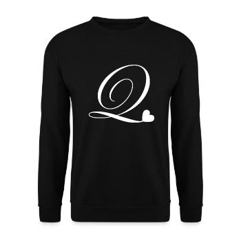 Letter q heart calligraphy - Unisex Sweatshirt - black - Front - Alina (178cm) & Michal (187cm)