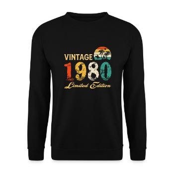 Vintage 1980 Limited Edition Made In 1980 Birthday - Unisex Sweatshirt - black - Front - Alina (178cm) & Michal (187cm)