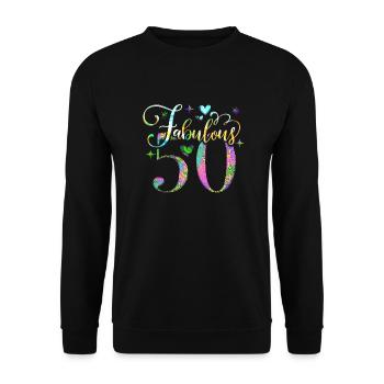 50th Birthday vintage retro Born in 1973 Birthday - Unisex Sweatshirt - black - Front - Alina (178cm) & Michal (187cm)