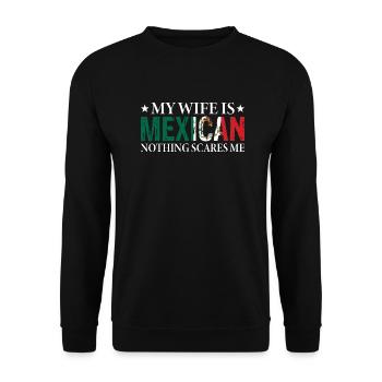 Funny My wife is Mexican for friends of Mexico - Unisex Sweatshirt - black - Front - Alina (178cm) & Michal (187cm)