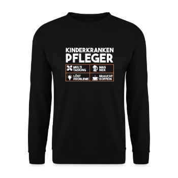 Pfleger Pflegekraft Kinderkrankenpfleger - Unisex Pullover - Schwarz - Vorne - Alina (178cm) & Michal (187cm)