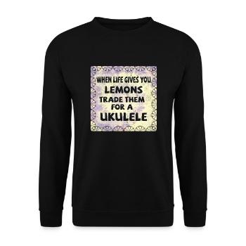 When life gives lemons trade for a Ukulele - Unisex Pullover - Schwarz - Vorne - Alina (178cm) & Michal (187cm)