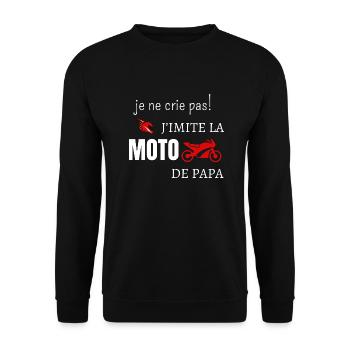 Je ne crie pas j’imite la moto de papa - Sweat-shirt Unisexe - noir - Devant - Alina (178cm) & Michal (187cm)