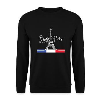 Cadeau Design graphique Paris Tour Eiffel France - Sweat-shirt Unisexe - noir - Devant - Alina (178cm) & Michal (187cm)